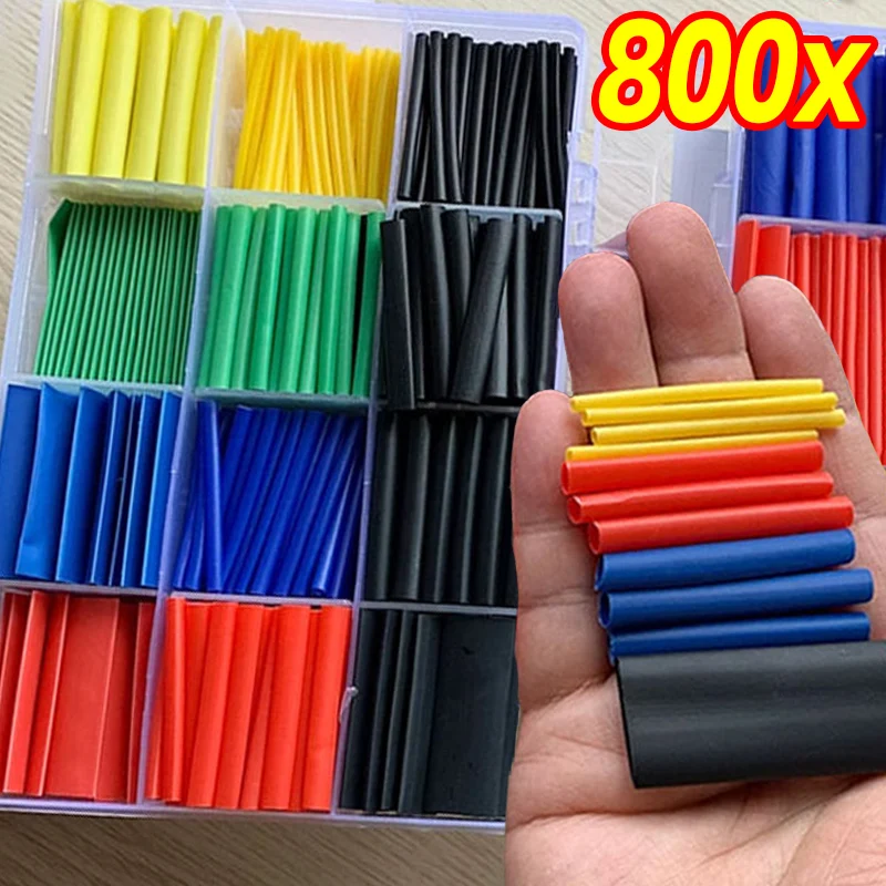 

800 шт., электрический соединительный провод, изоляционный защитный комплект с рукавами, термоусадочные трубки, DIY ремонт проводов, разъемы, инструменты
