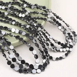 6/8mm Black Hematite coins Natural Stone Flat Round loose sapcer beads For Jewelry Making Necklace Bracelet DIY Accessories 15''