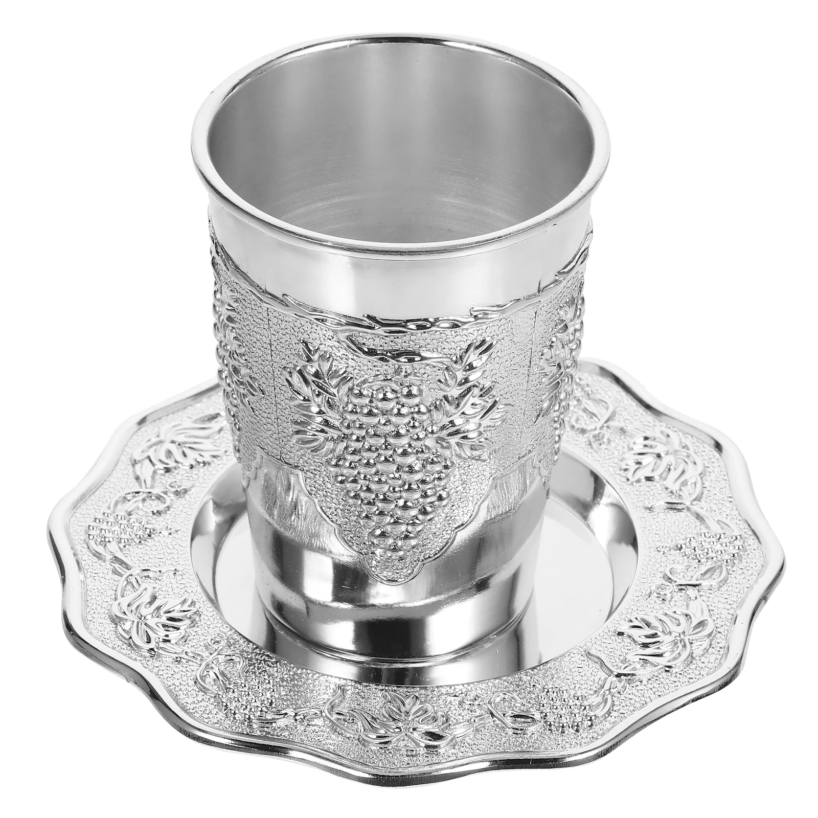 

1 Set Blessing Wine Set Jewish Holiday Ritual Goblet Metal Liqueur Cup Tray Zinc Alloy Engraved Shot Glass Ceremony