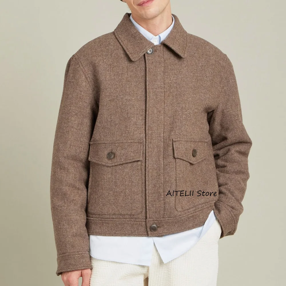 

Men's Coat Fashion Suit Jackets for Man Autumn/winter Lapel Buckled Pockets Single-breasted Wool Fabric Casual Suits Blazer