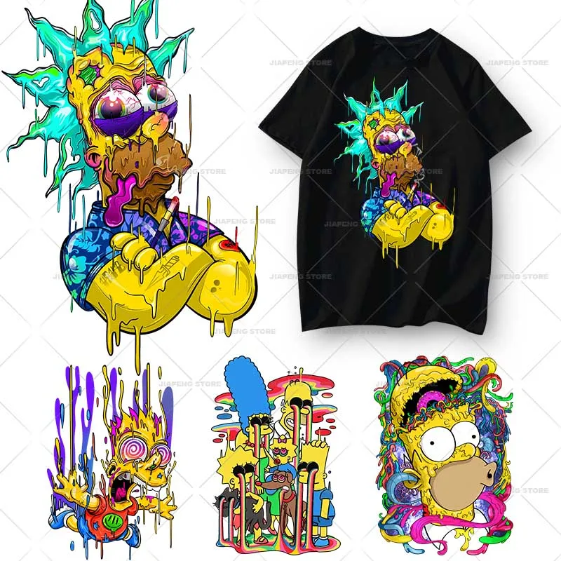 The Simpsons Heat Transfers Vinyl Sticker For Clothes Bart Homer Disney Cartoon Iron on Patches On Clothing T-shirt Washable DIY