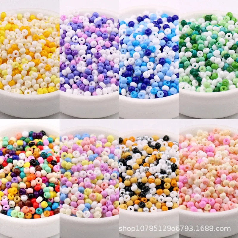 2/3/4 mm solid color oil painting glass rice beads baking paint, DIY jewelry bracelet glass beads