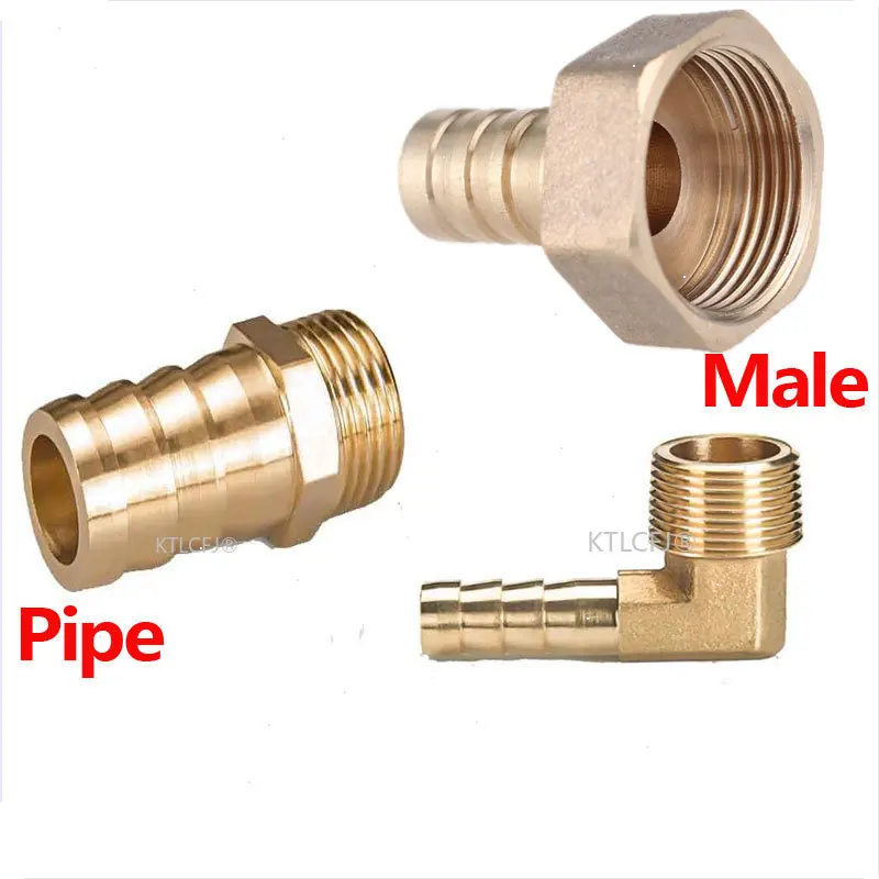 Brass Pipe Connectors 6mm 8mm 10mm 12mm 14mm 16mm 19mm Barbed 1/8\