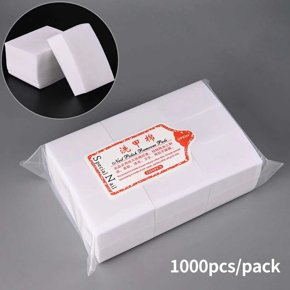 1000/500/100pcs Salviette di cotone per unghie bianche Involucri senza pelucchi Soak Off Dischetti per vernici puliti Tovaglioli Salviette per rimozione smalto per unghie