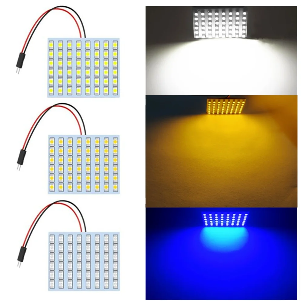 

48 SMD Blue,White,Warm white Panel led car T10 BA9S Festoon Dome Interior Lamp w5w c5w t4w bulbs Car Light Source parking 12V