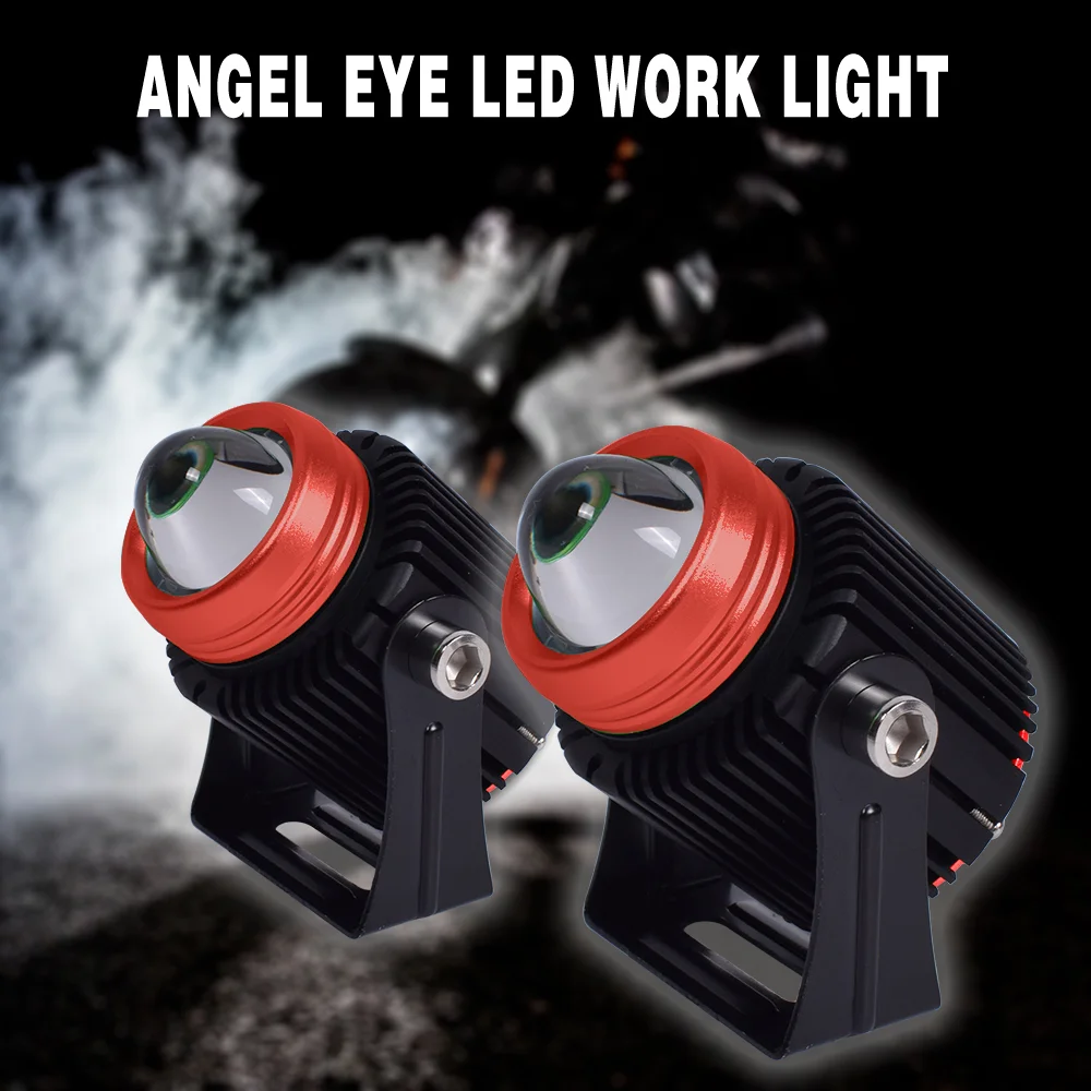 M1 Led Motorcycle Light Headlight Angel Eyes Moto Light DRL Headlamp Fog Spotlights Universal Mini Lens