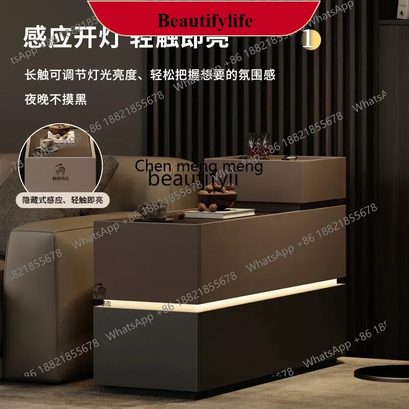 G153 Italian minimalist sofa, side cabinets, living room corner, designer light luxury lockers