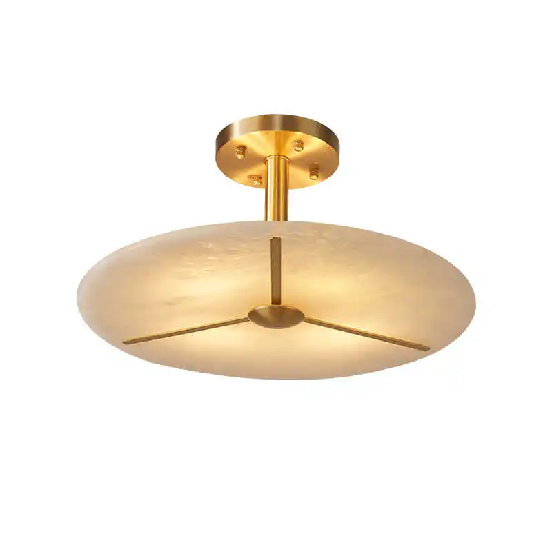 

Modern Minimalist All Copper Marble Ceiling Light for Bedrooms Corridors Dining Rooms Balconies New Chinese Living Room Lights