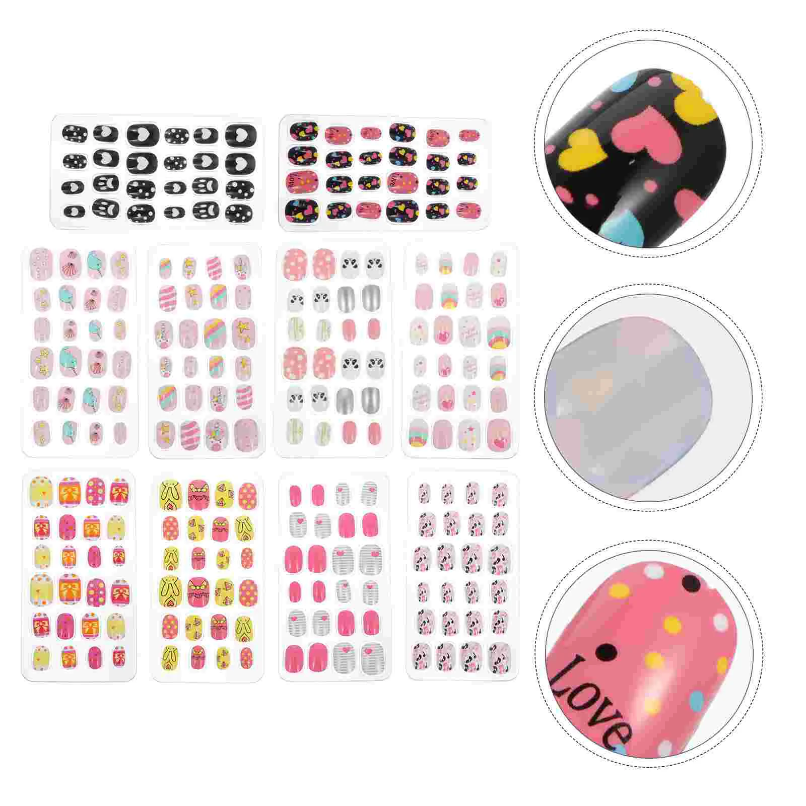 

Fake Girl Nail Tips Children's False Nails Girls Manicure Toenails Kit Stickers