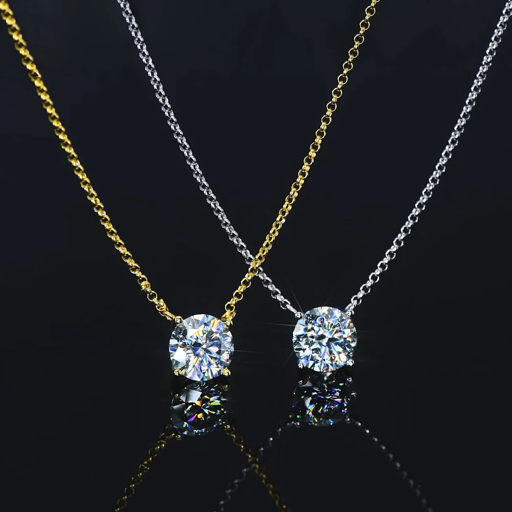 Vonkende 1CT 2CT 3CT D VVS1 Moissanite hanger Solitaire ketting dames 100% echt zilver 925 ketting met gecertificeerd sieraden cadeau