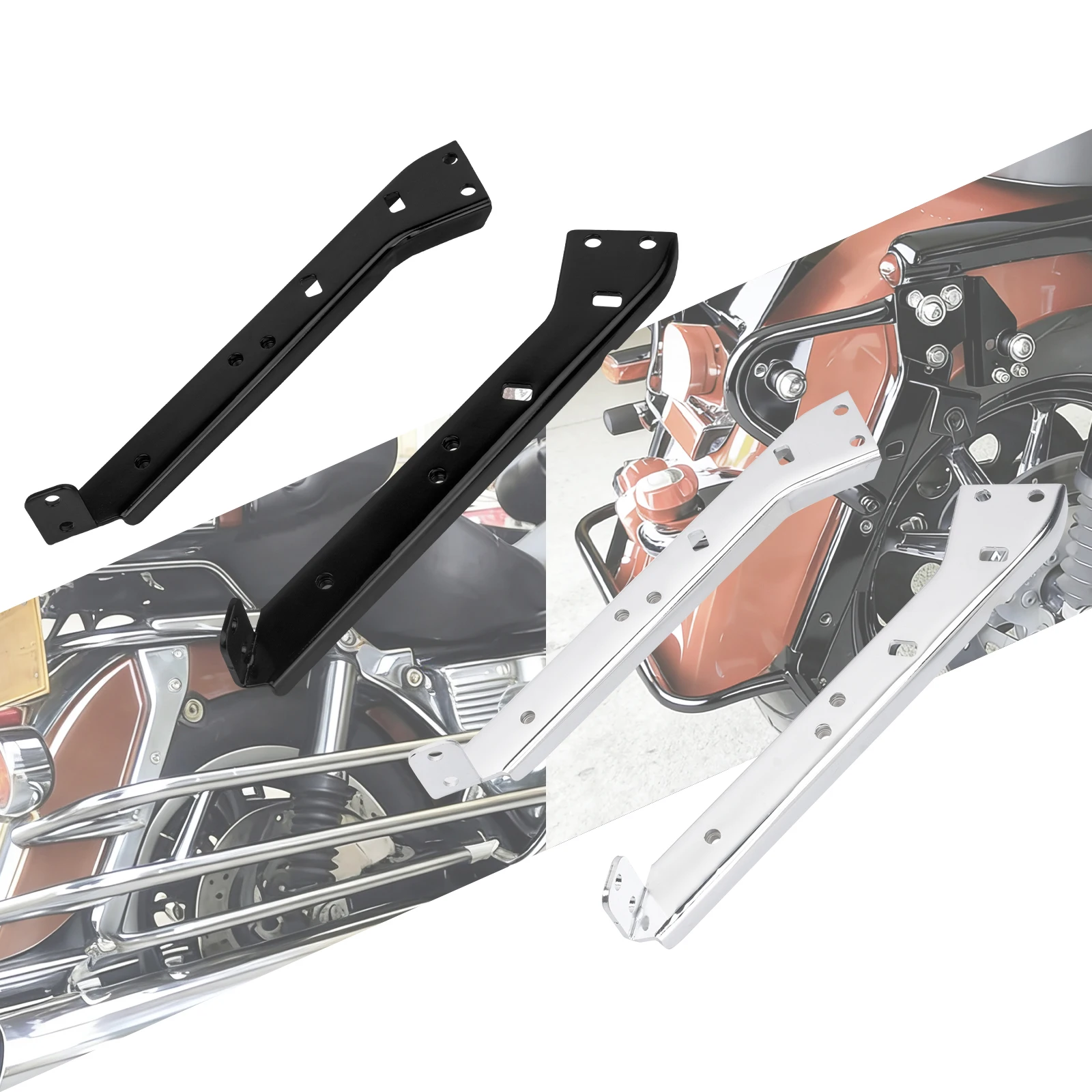 Motorcycle Saddlebag Rail Rear Support Brackets Chrome Black Bracket Guards For Harley Touring Road King Electra Glide 1985-2008