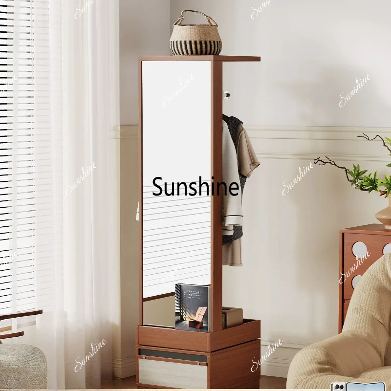 Medieval full body floor mirror household spinning magazine bedroom coat rack