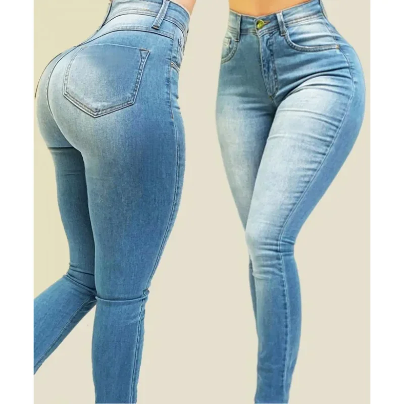 2025 Fashion Woman's Jeans Pure Color Denim High Waist Jeans Street Play Cultivate One's Morality Pants Shaping Figure