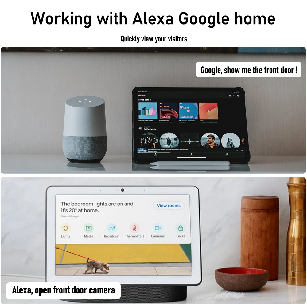 Tuya-timbre inalámbrico con WiFi para el hogar, dispositivo con cámara de 1080P, funciona con batería, funciona con Alexa y Google, Smart Life