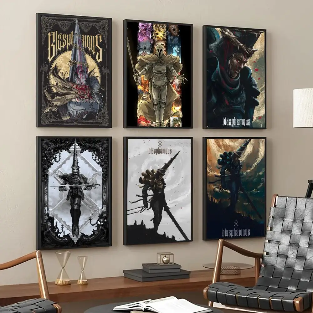 Brave Metroidvania Blasphemous-Game Poster Decorative Wall Art Stickers Mural For Home Living Room Hallway Decor Gift