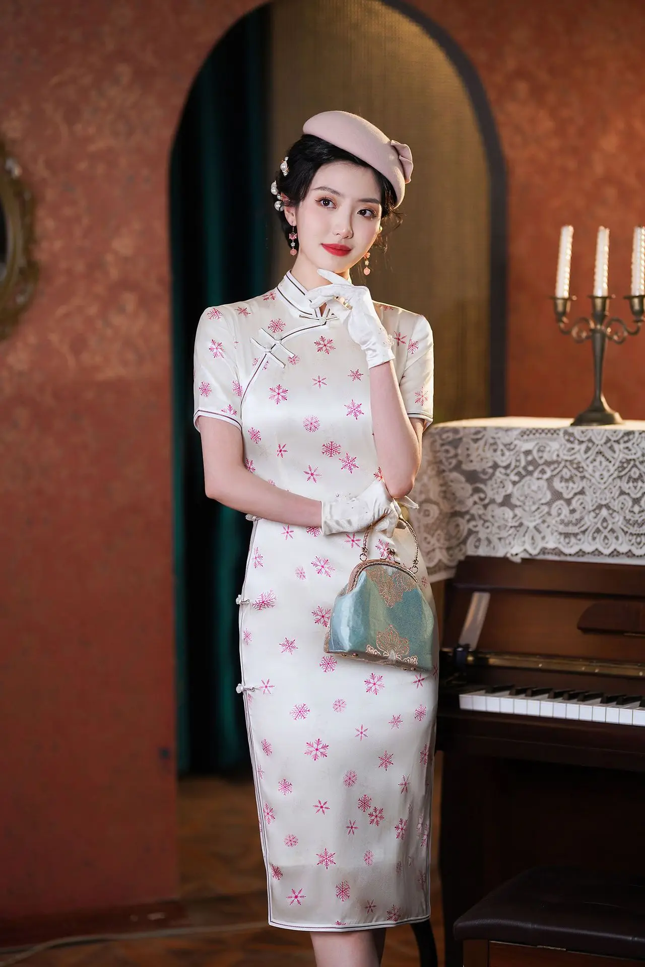 High Quality Real Silk Qipao Cheongsam Top Skirt Retro Fashion Artistic  Dress Evening Temperament Wear Match