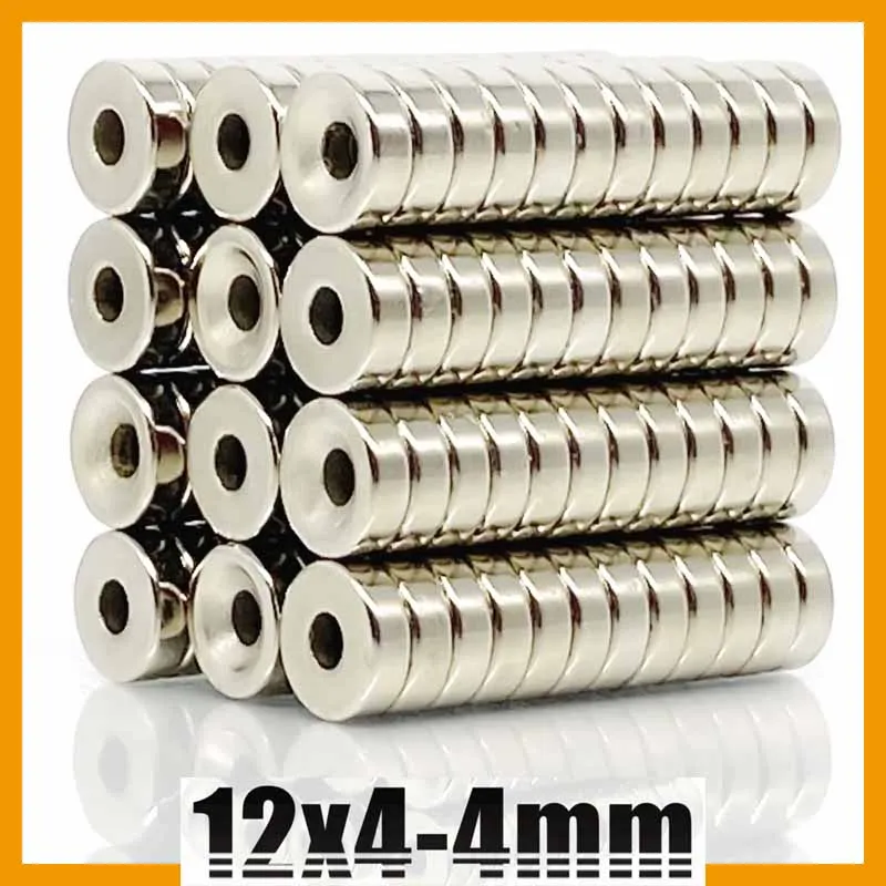 12x4-4mm 10/20/50/100/200/500pcs N35 Powerful Magnetic 12*4mm Hole 4mm Permanent Magnets Countersunk Neodymium Magnet 12*4-4mm