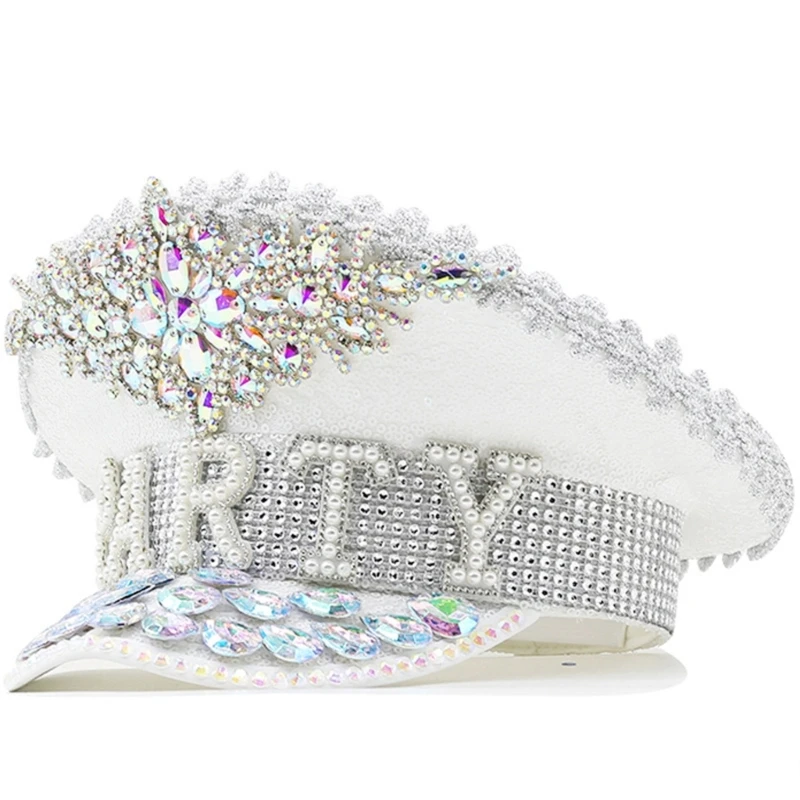 Blingbling Captain Hat Night Club Stage Props Hats Bridal Headdress