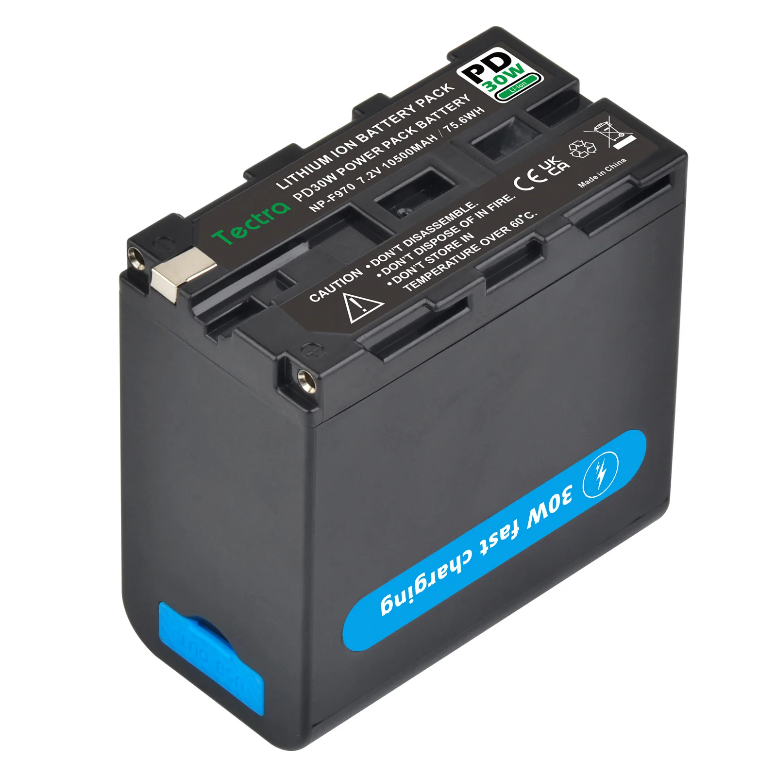 بطارية Tectra 10500mAh NP-F970 مع منفذ شحن سريع PD 30W Type-C لكاميرا الفيديو Sony Handycam، والشاشة، وإضاءة الفيديو LED