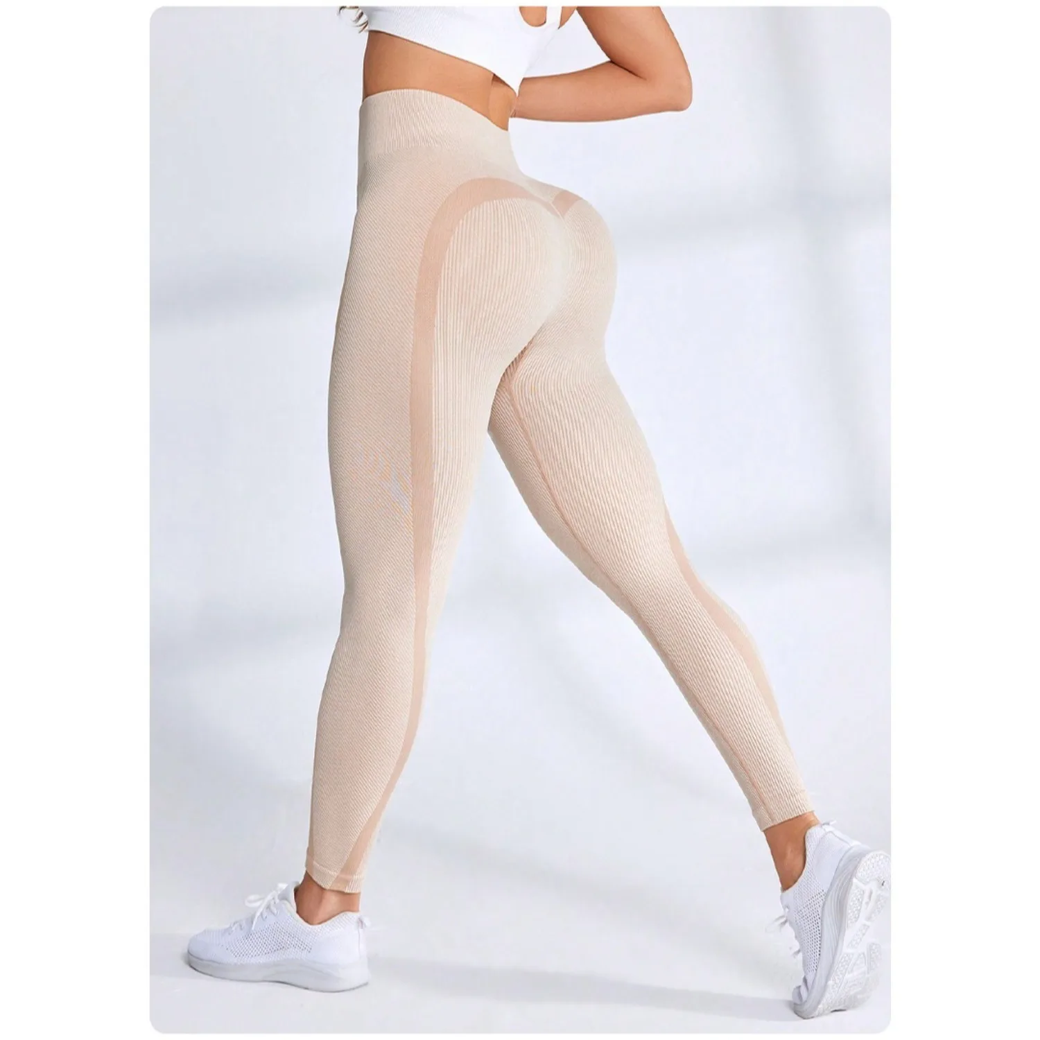 

New Women's Frosted Yoga Pants Solid Color Knitted Sports Pants High Waist and Hip Lifting Tight Fitting Gym Yoga Leggings