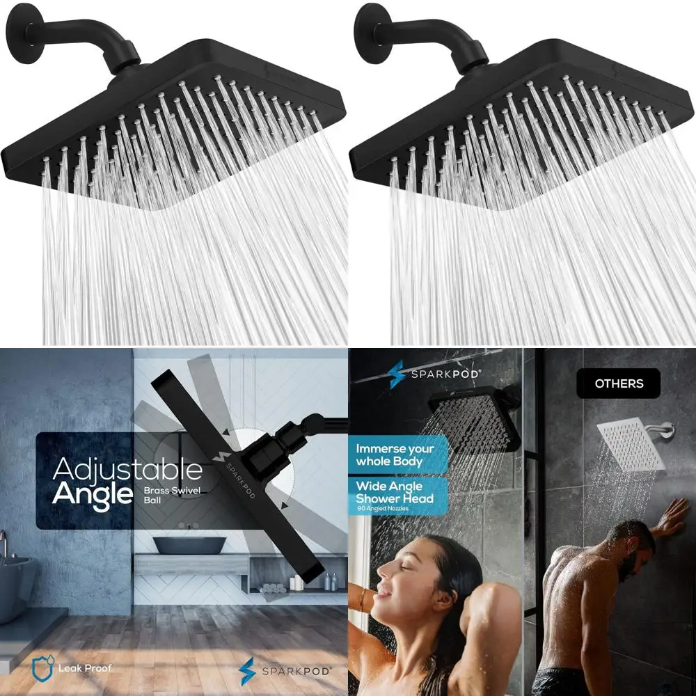

Luxury 8 Square Black Matte Showerhead for Easy Cleaning and Adjustable Installation