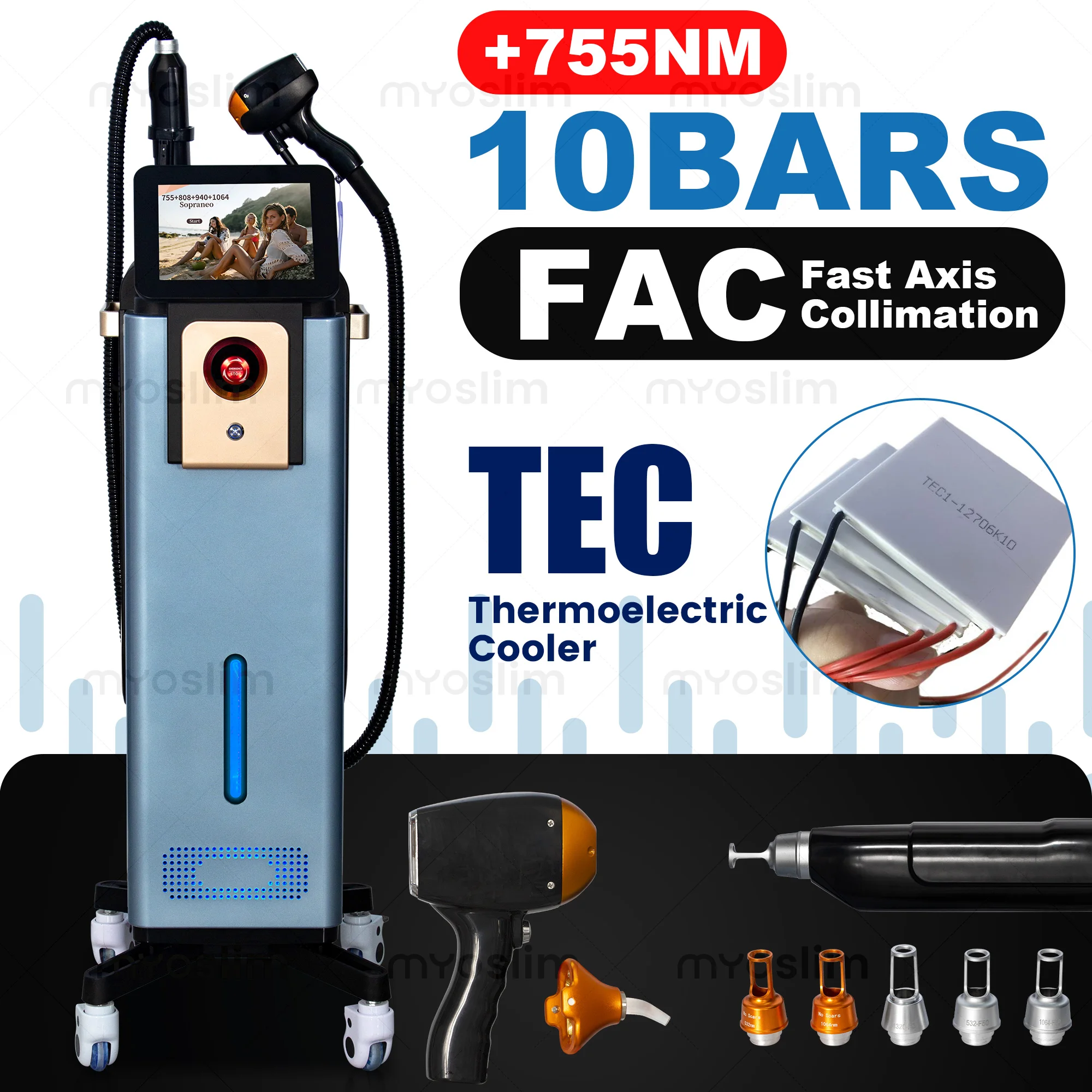 808nm Picosecond 2In1 Beauty Device Hair Removal Skin Rejuvenation Cooling System Adjustable Energy Professional Salon Equipment