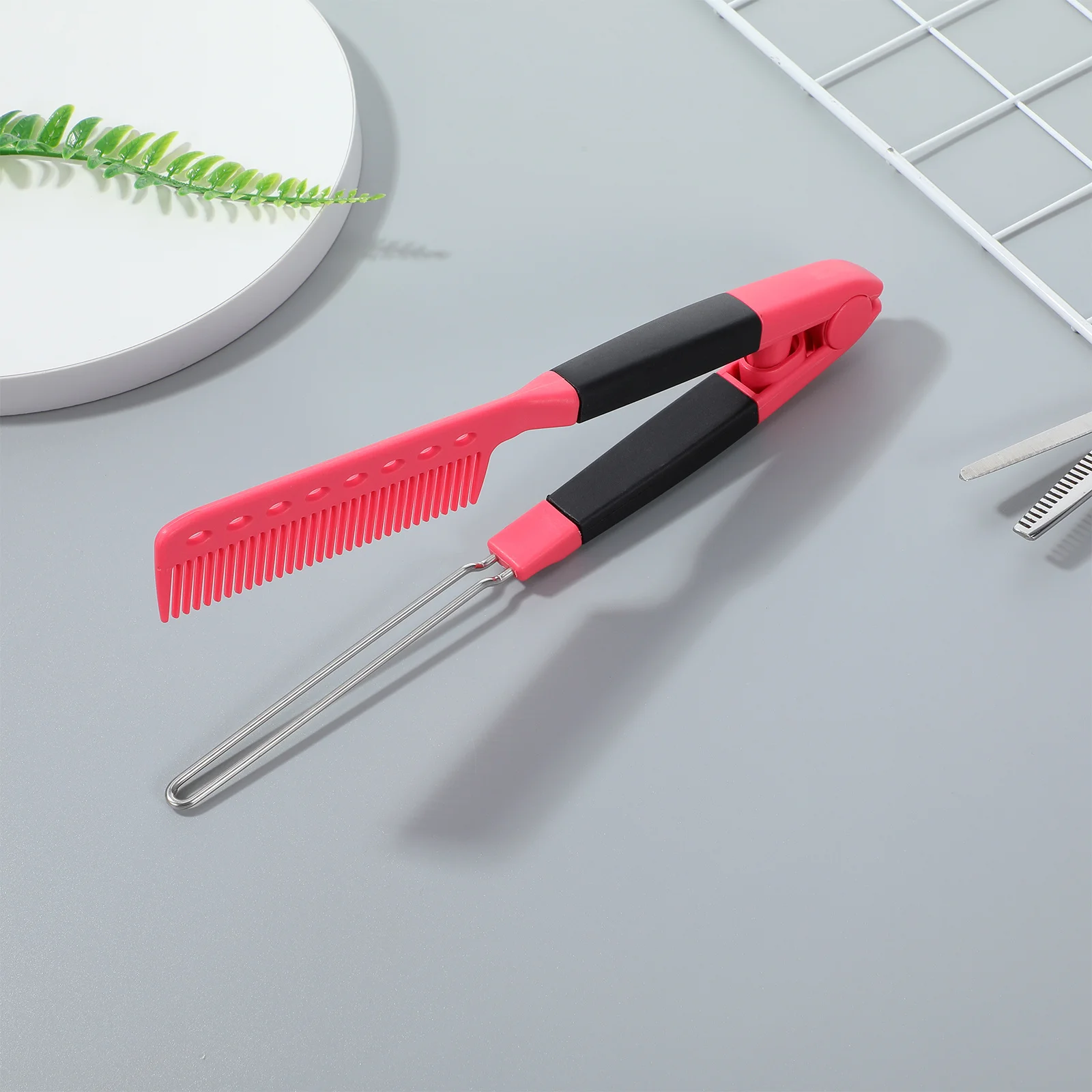 مشط فرد الشعر على شكل حرف V، جبيرة تمليس الشعر الاحترافية للنساء في صالونات التجميل المنزلية، لمسة نهائية طبيعية ناعمة #4