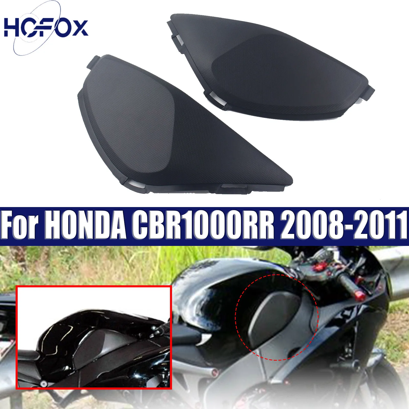 

Motorcycle Fuel Tank Side Covers Panels Fairing Trim Cowl ABS For HONDA CBR1000RR 2008-2011