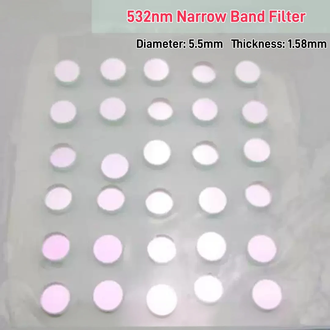 532nm Green Light Narrow Bandpass Filter 532±10nm Center Wavelength High Transmittance Visible Light for Optical Experiment