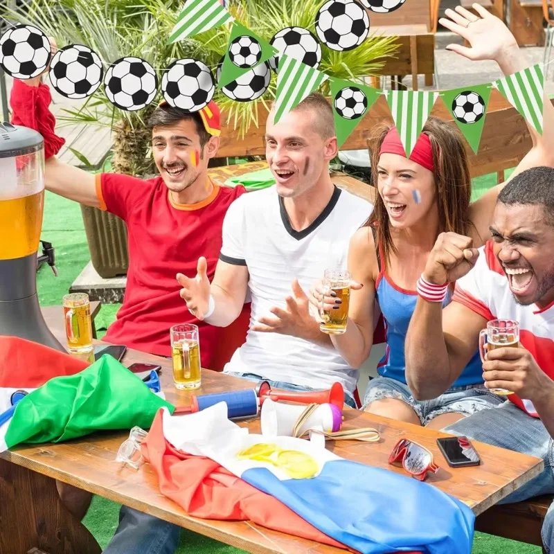 1 Set Soccer Birthday Banner Decoration Kit for Fans Celebrate Match Score Happy Birthday Pattern Party Supplies