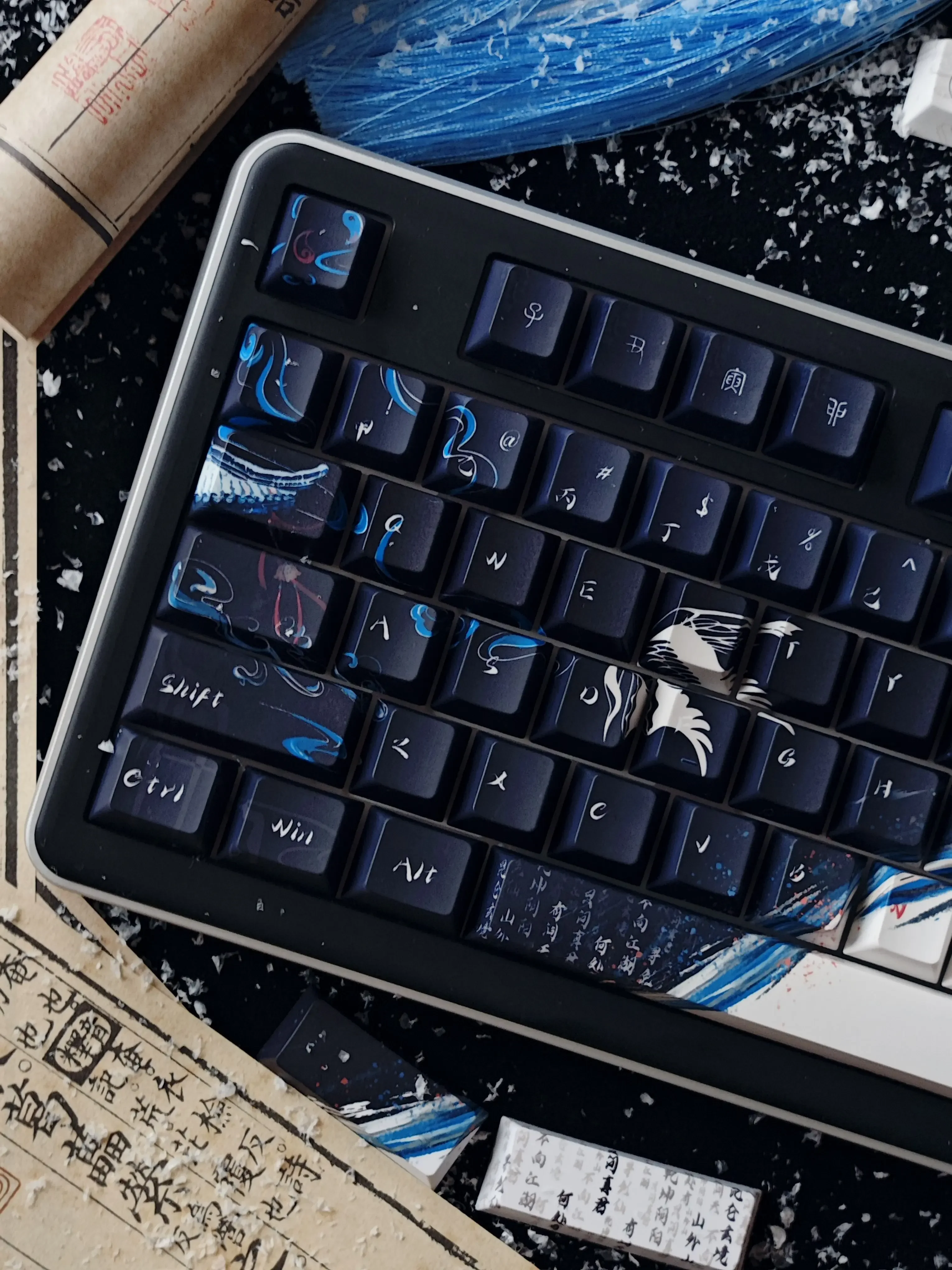 Original eyebrow snow keycap derivative PBT five-sided hot sublimation original factory positive engraving side