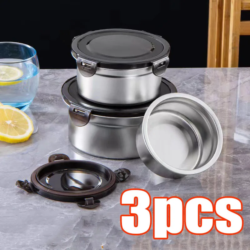 Three Piece Set of 304 Stainless Steel Sealed Lunch Box, Bento Box, Instant Noodle Bowl, Preservation Box, Food Storage Box