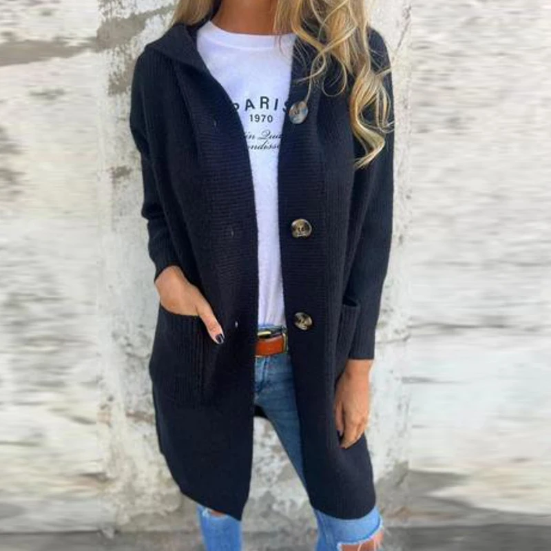 

Новый осенне-зимний свитер, кардиган, женский повседневный свитер с длинными рукавами и пуговицами, пальто, женский повседневный вязаный свитер, длинная куртка
