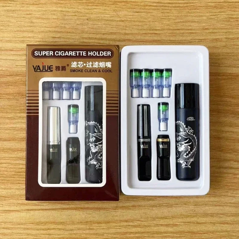 1PC 2PCS Complete set Cleanable Microfilter 6/8mm Tobacco Filter Reduce Tar filter element Cigarette Holder Popular Smoke filter