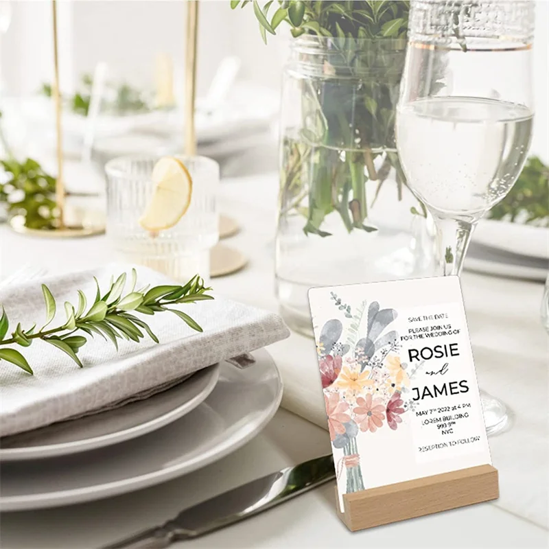 10Pcs/Pack Wooden Photo Stand Business Card Holder Rectangle Card Clip Picture Card Display Handmade Memo Holder for Home Office