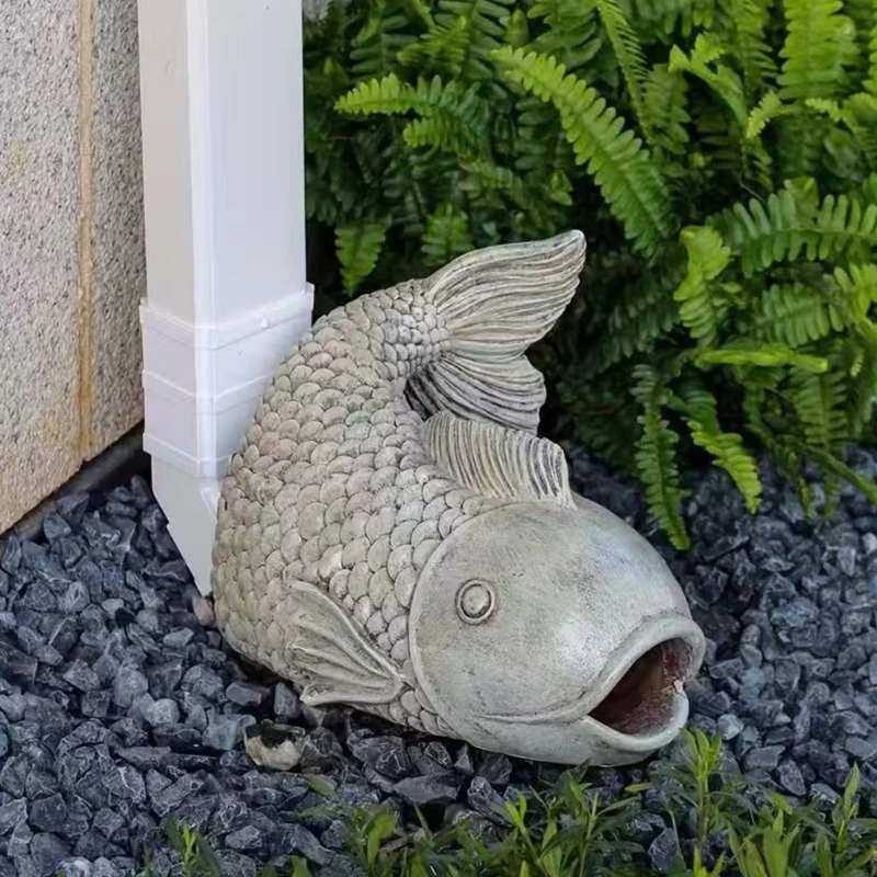 Artistic Resins Fish Ornament Fish Dynamic Sculpture For Landscape Drainage Solution Enhances Garden Aesthetics high quality