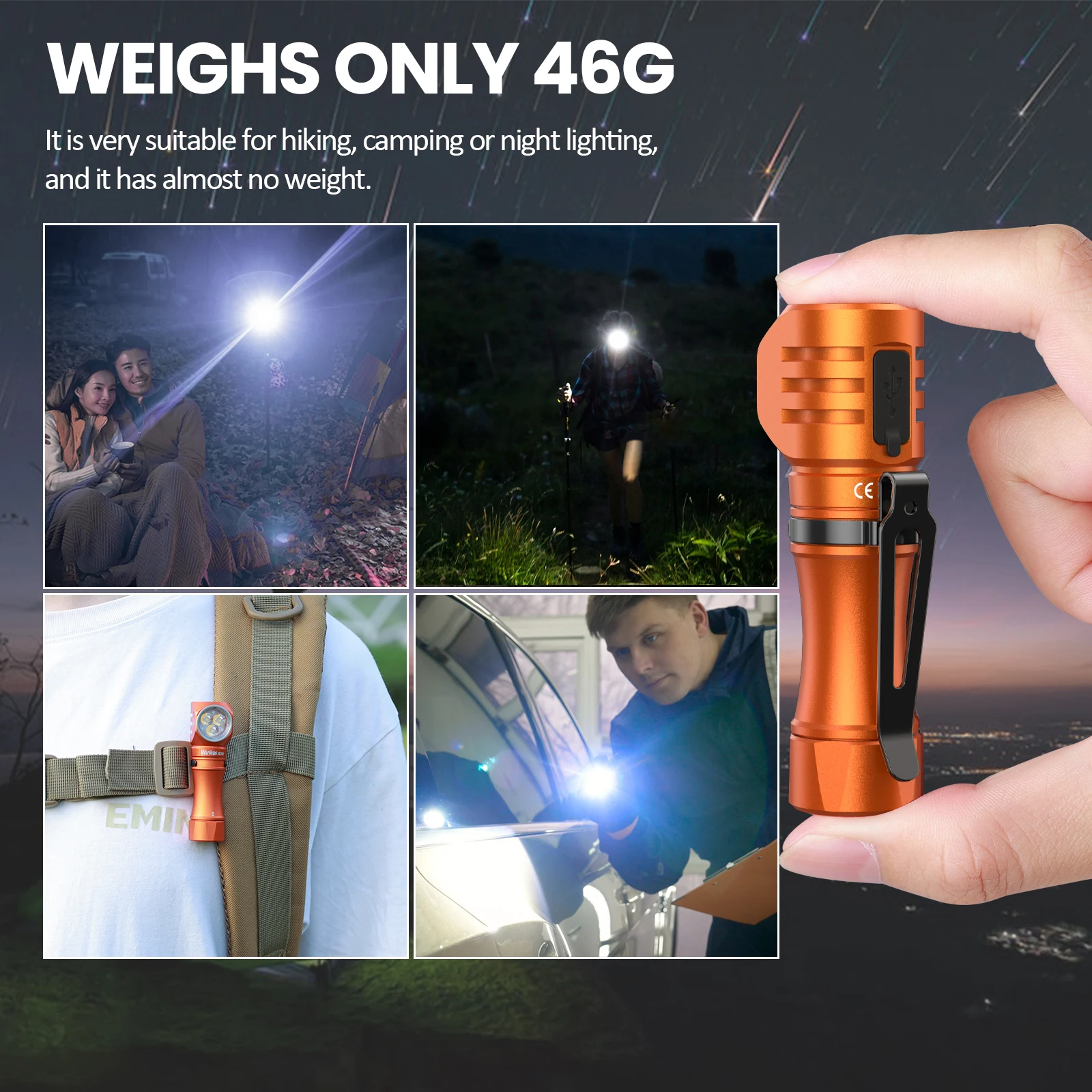 Wurkkos HD10 ไฟหน้าแบบชาร์จไฟได้ 14500 IP68 EDC 1200Lm 3*90 CRI LEDs + 3 * RGB Aux LEDs Anduril 2.0 ตกปลา Camping ไฟฉาย