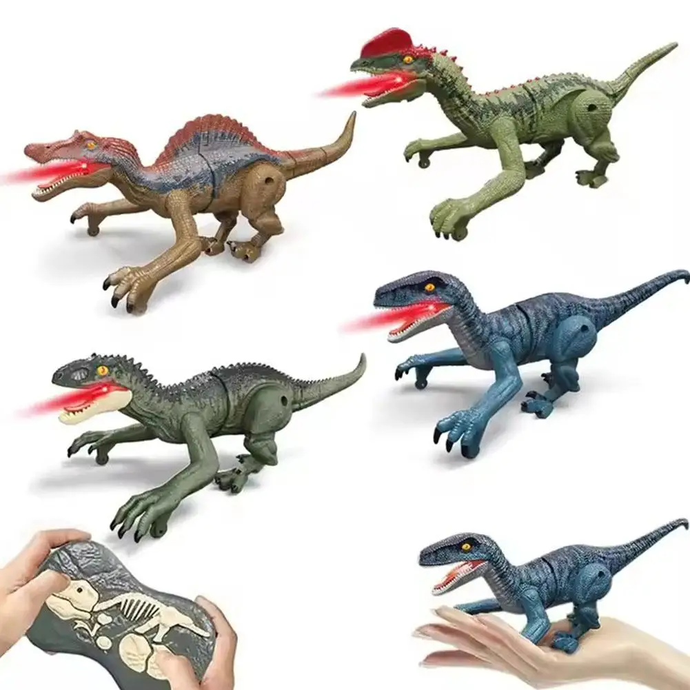 Children's Remote Control Dinosaur Toys Simulation Velociraptor Tynosaurus Rex Speak Out Shine Electric Dinosaur Toys For Gift