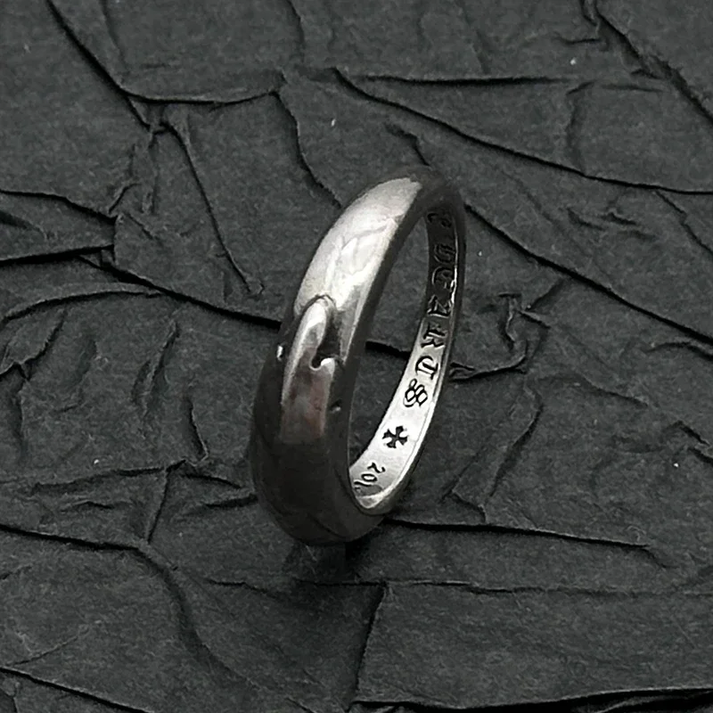S925 sterling silver retro old small flame ring European and American men and women niche personality hip hop advanced sense