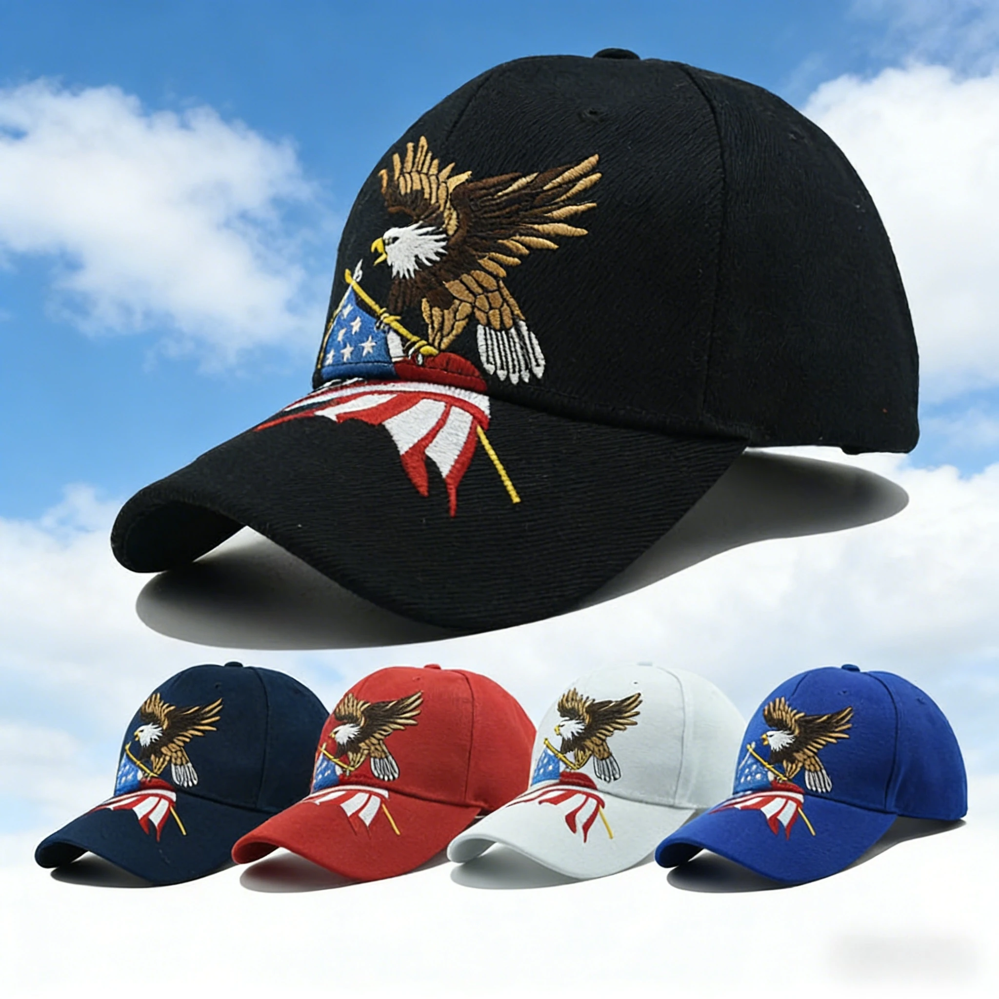 Gran oferta, gorra de béisbol con bordado de águila y bandera de EE. UU., sombrero para el sol informal a la moda para mujer, gorra con visera de viaje al aire libre con protección UV