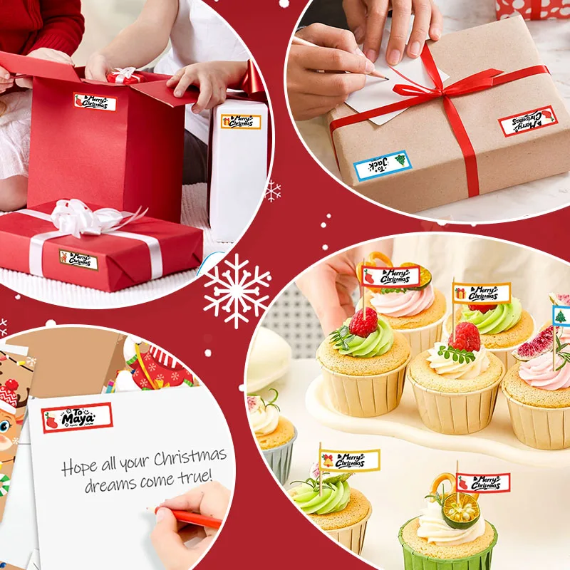 12x40mm MERRY Christmas Klebeetikett Phomemo D30 Marklife P15 P12 Weihnachtsmann-Design Geschenk Festival Dekoratives Papierkartenetikett – Detail 6