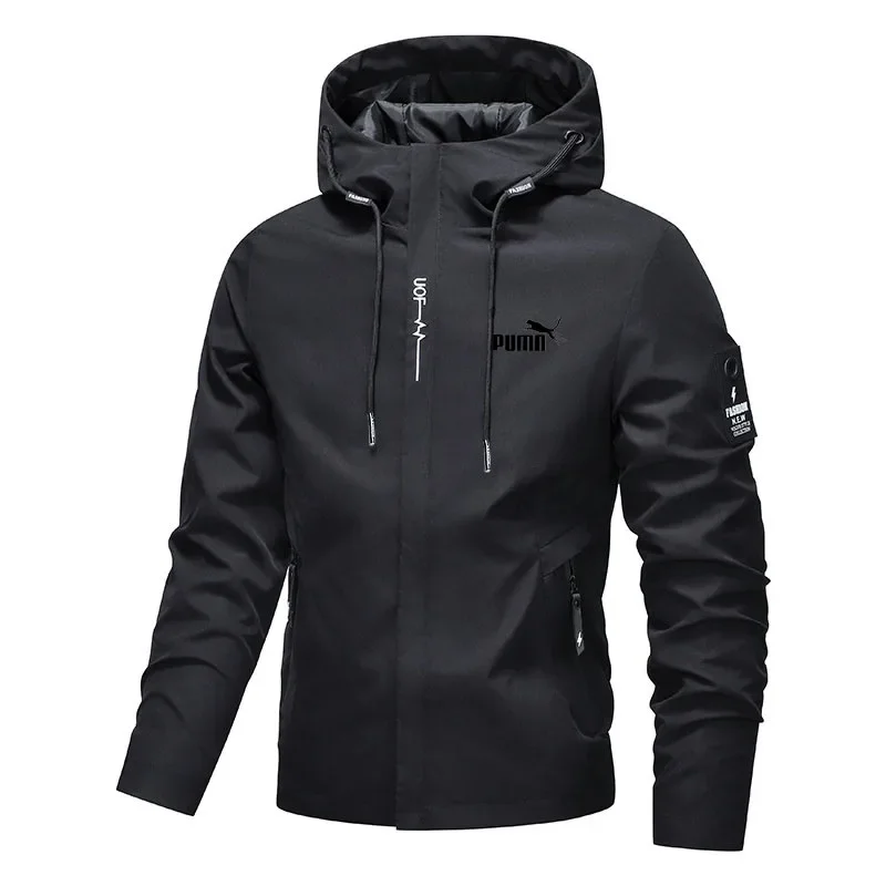 Herren Outdoor Freizeit Wasserdichte Regenjacke Leichte Fahrradjacke mit Kapuze Street-Style Wanderjacke Winddichter Atmungsaktiver Mantel für Männer