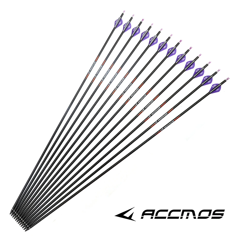 6/12pcs Pure Carbon Arrow ID6.2mm 33in 3K Carbon Weave Shaft Spine 200 250 300 350 400 500 600 Archery Shooting Accessories