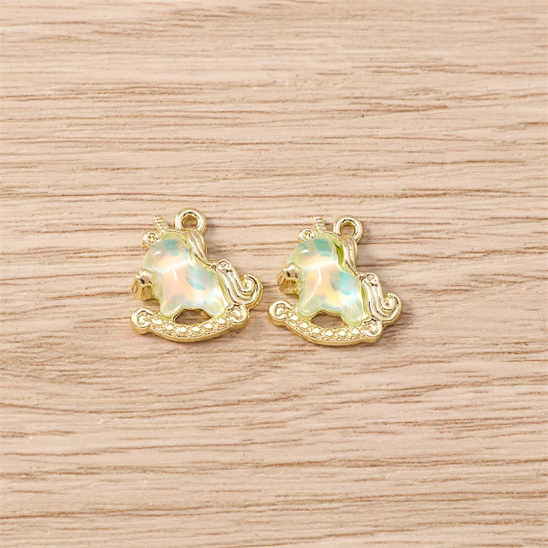 5 Stück 13x14mm Niedliche Kristall-Tier-Anhänger in Form von Pferden für die Schmuckherstellung, Ohrhänger, Halsketten, Armbänder, DIY-Bastelzubehör – Detail 11