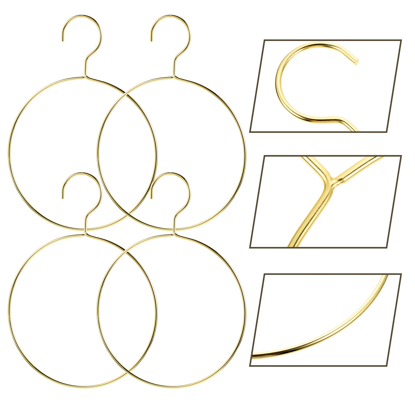 

4Pcs Closet Belt Hanger Nordic Style Metal Scarf Ring Hanger Organizer Multi-Functional Scarf Holder for Bedroom Bathroom