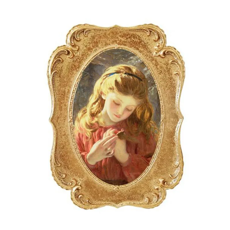 European Style Gold Color Relief Resin Photo Frame Creative 6 Inch 7 Inch Wedding Photo Display Desktop Ornaments Home Decor