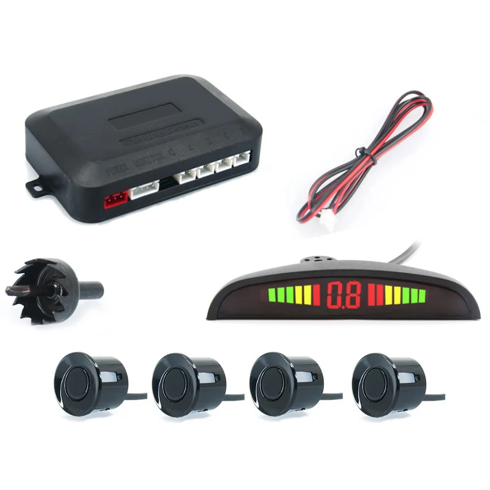 Car Parking Sensor LED Display Detector System With 4  Monitor Sensors Sound Alert Indicator Distance Alarm Kit 637360 temp monitor control overheat sensors kit compatible for 2118 1210 models prevent fires protect rvs drop shipping