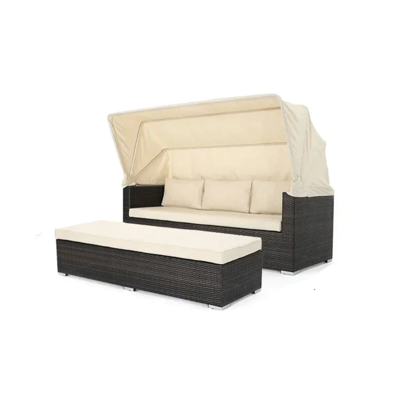 

Rattan sofa bed, art garden decoration project lounge chair, Nordic hotel courtyard beach pool bed, outdoor furniture