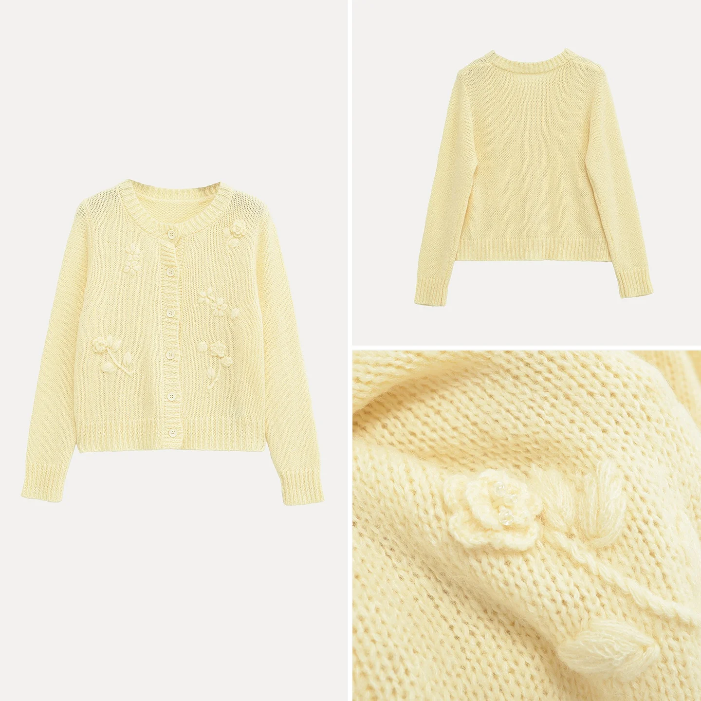 

Модный вязаный кардиган с 3D цветочным дизайном для женщин Ele, осень 2023, Новое поступление, бренд Z Long Sve, круглый Ne