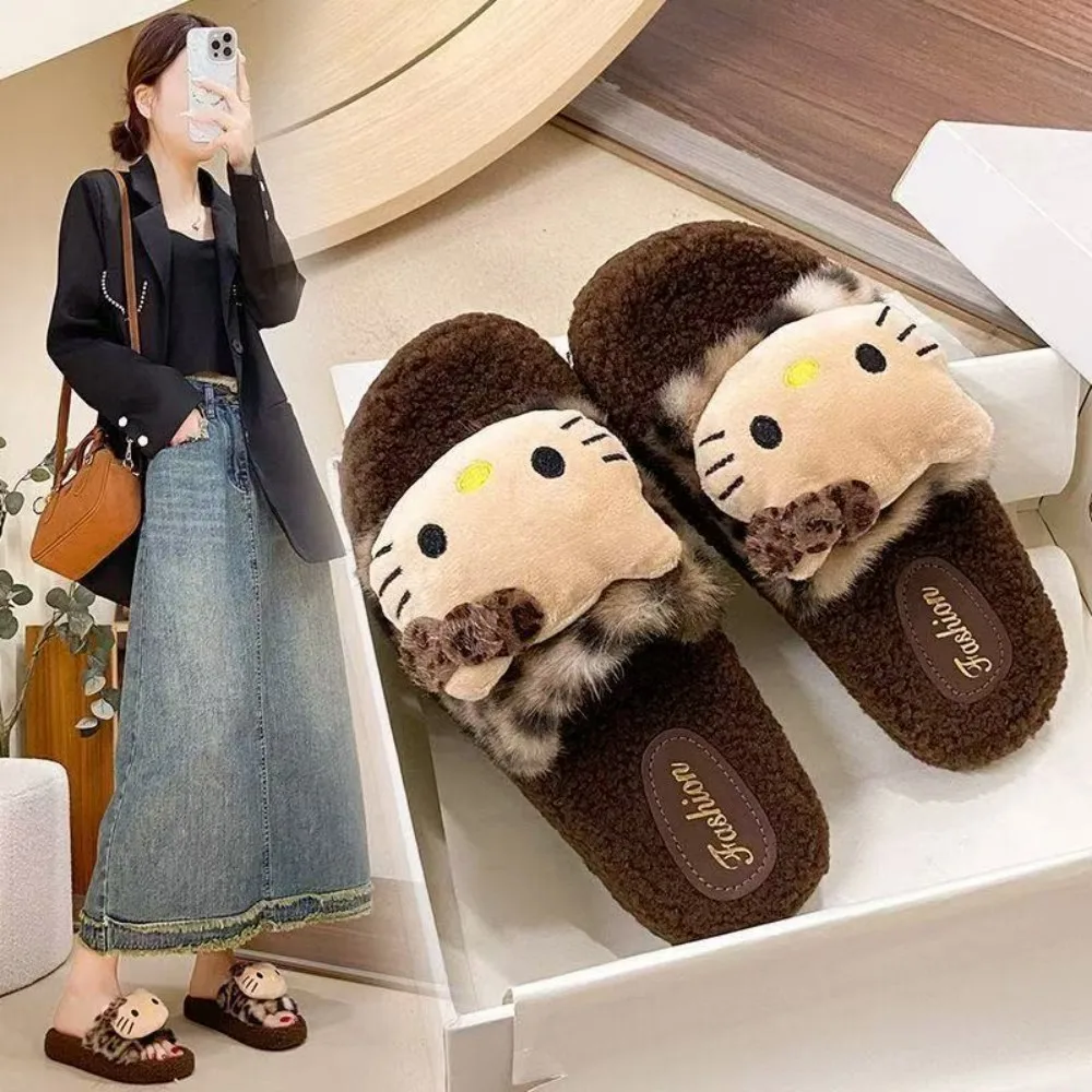 سانريو مرحبا كيتي النعال أنيمي KT القط Kawaii لطيف المنزل نعال قماش أنيمي موضة عادية في الهواء الطلق السيدات النعال فتاة هدية #6